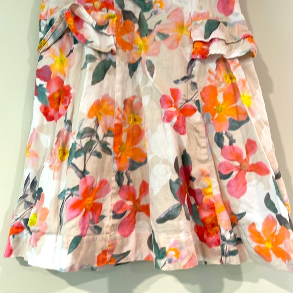 TEA Toddler 3T Sleeveless Dress Flowy Floral Ruffles Cotton Pink Orange Zipper - Picture 4 of 10
